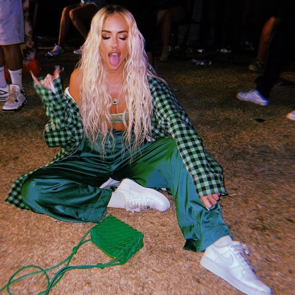 Alexander Wang Gingham Check Oversize Cotton Denim Shirt Jacket In Green - Picture 1 of 16